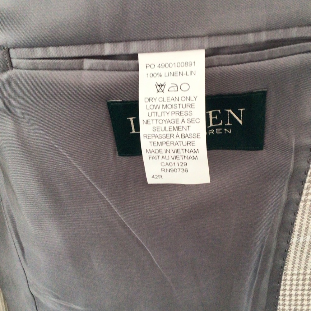 Ralph Lauren Black Label 100% Linen Blue and Gray Plaid 2 Button Blazer - Picture 11 of 16